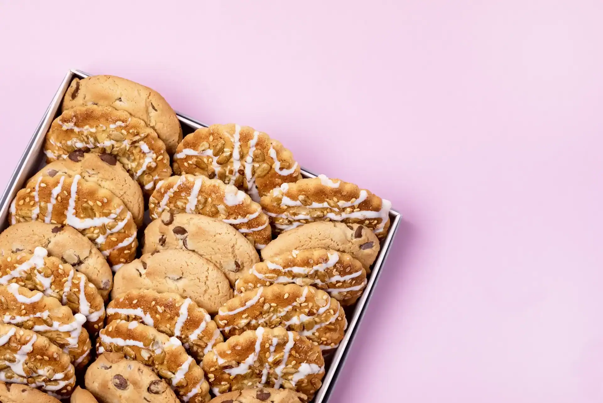 wedding cookies packed in a box