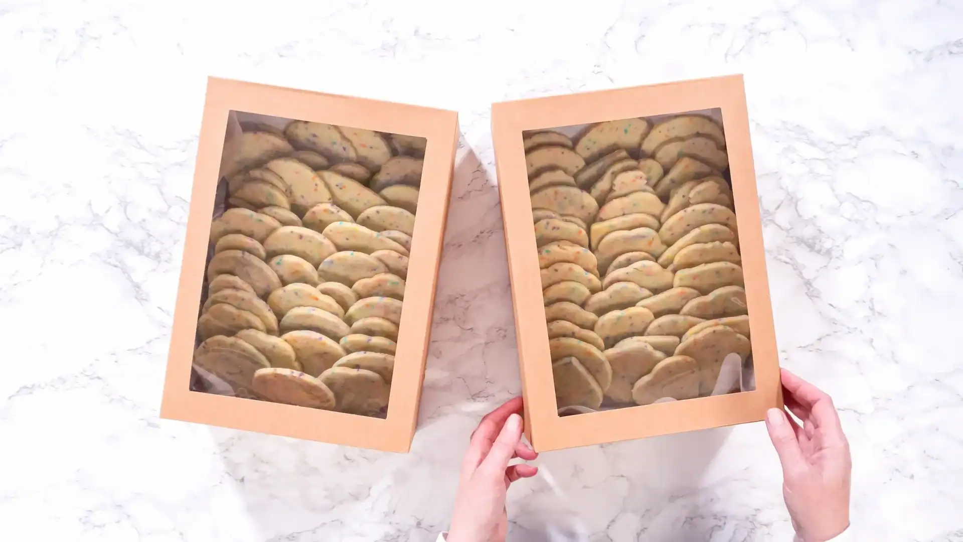 4th of July cookies packed into boxes